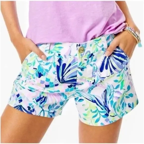 Lilly Pulitzer Pants - NWT Lilly Pulitzer Callahan Stretch 5" Shorts Resort White Shell Beach Preppy